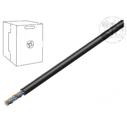 Cablu U/UTP 5e exterior 4x2x24AWG CCA PE negru 305m | Electronic-mag.ro | Componente Electronice