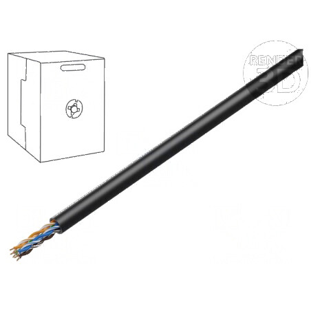 Cablu U/UTP 5e exterior 4x2x24AWG CCA PE negru 305m | Electronic-mag.ro | Componente Electronice