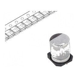 Condensator electrolitic SMD 470uF 16VDC Ø8x10mm ±20% 5000h pentru circuite electronice | Electronic-mag.ro | Componente Electronice