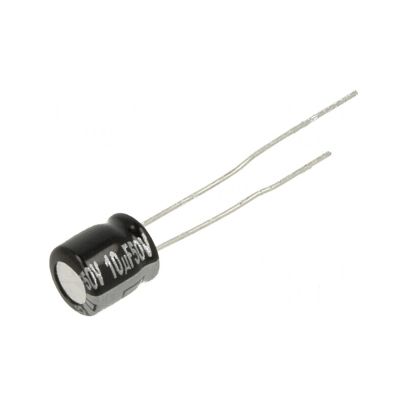Condensator electrolitic THT 10uF 50VDC Ø6,3x7mm ±20% 1000h pentru circuite electrice | Electronic-mag.ro | Componente Electronice Condensator electrolitic THT 10uF 50VDC Ø6,3x7mm ±20% 1000h pentru circuite electrice | Electronic-mag.ro | Componente Electronice