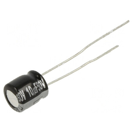 Condensator electrolitic THT 10uF 50VDC Ø6,3x7mm ±20% 1000h pentru circuite electrice | Electronic-mag.ro | Componente Electronice