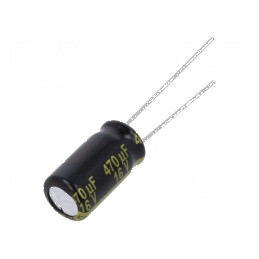 Condensator electrolitic low ESR THT 470uF 16VDC Ø8x15mm - componentă electronică de calitate | Electronic-mag.ro | Componente Electronice