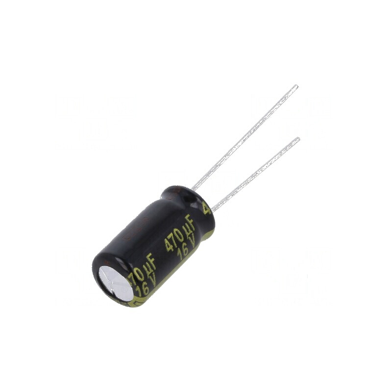 Condensator electrolitic low ESR THT 470uF 16VDC Ø8x15mm - componentă electronică de calitate | Electronic-mag.ro | Componente Electronice