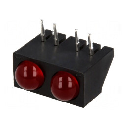 LED orizontală 4,8mm cu 2 diode roșii 20mA 60° în carcasă | Electronic-mag.ro | Componente Electronice