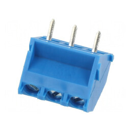 Regletă de conexiuni pentru PCB în unghi de 45°, 5mm, cu 3 piste și 2,5mm² | Electronic-mag.ro | Componente Electronice