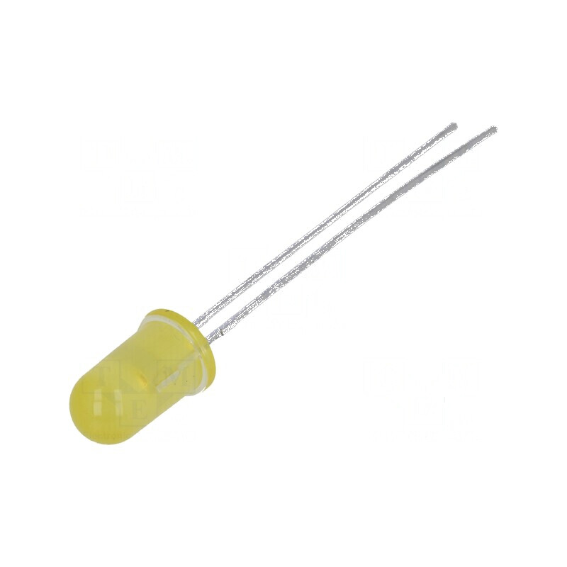 LED 5mm galbenă cu luminositate 0,9÷2,1mcd și un unghi de vizibilitate de 50°, parte frontală convexă | Electronic-mag.ro | Componente Electronice