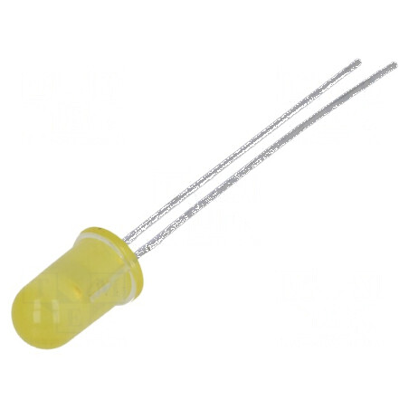LED 5mm galbenă cu luminositate 0,9÷2,1mcd și un unghi de vizibilitate de 50°, parte frontală convexă | Electronic-mag.ro | Componente Electronice