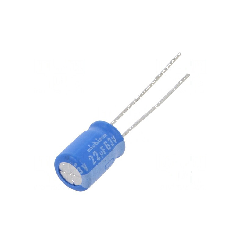 Condensator electrolitic THT 22uF 63VDC Ø8x11,5mm ±20% 1000h pentru circuite electrice | Electronic-mag.ro | Componente Electronice