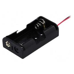 Suport pentru baterii AA/R6 cu 2 cabluri negre de 150mm | Electronic-mag.ro | Componente Electronice