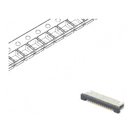 Conector FFC/FPC orizontal ZIF SMT 12 pini cositorit 30mΩ | Electronic-mag.ro | Componente Electronice