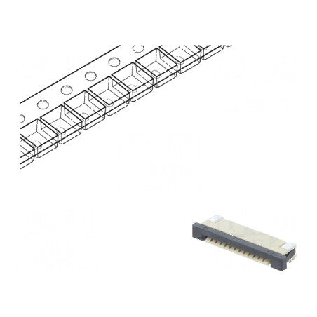 Conector FFC/FPC orizontal ZIF SMT 12 pini cositorit 30mΩ | Electronic-mag.ro | Componente Electronice