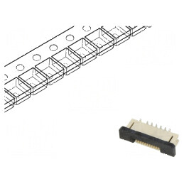Conector FFC/FPC vertical ZIF 10 pini SMT 30V 0,5A cositorit | Electronic-mag.ro | Componente Electronice