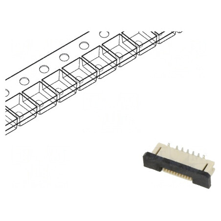 Conector FFC/FPC vertical ZIF 10 pini SMT 30V 0,5A cositorit | Electronic-mag.ro | Componente Electronice