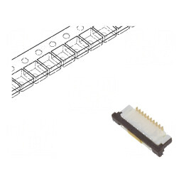 Conector FFC/FPC vertical PIN 10 ZIF SMT 125V 1A cu finisaj aurit | Electronic-mag.ro | Componente Electronice