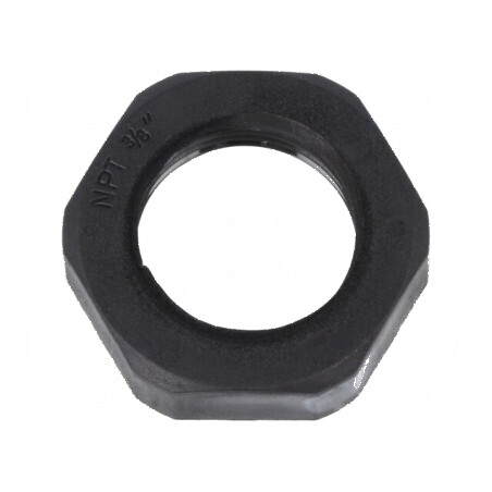 Piuliță NPT 3/8 poliamidă UL94V-0, grosime 7mm, cheie 24mm, neagră | Electronic-mag.ro | Componente Electronice