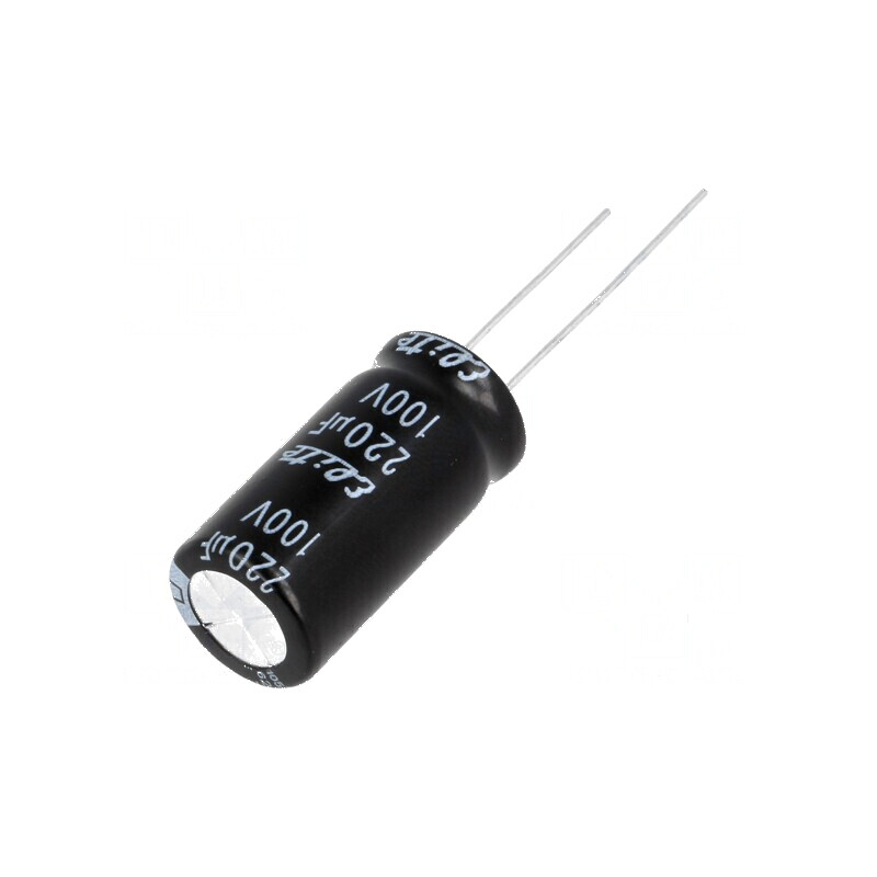 Condensator electrolitic THT 220uF 100VDC Ø12,5x25mm ±20% pentru circuite electrice | Electronic-mag.ro | Componente Electronice Condensator electrolitic THT 220uF 100VDC Ø12,5x25mm ±20% pentru circuite electrice | Electronic-mag.ro | Componente Electronice