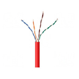 Cablu rețea U/UTP 4x2x24AWG 5e CCA PVC roșu 305m Cablexpert | Electronic-mag.ro | Componente Electronice