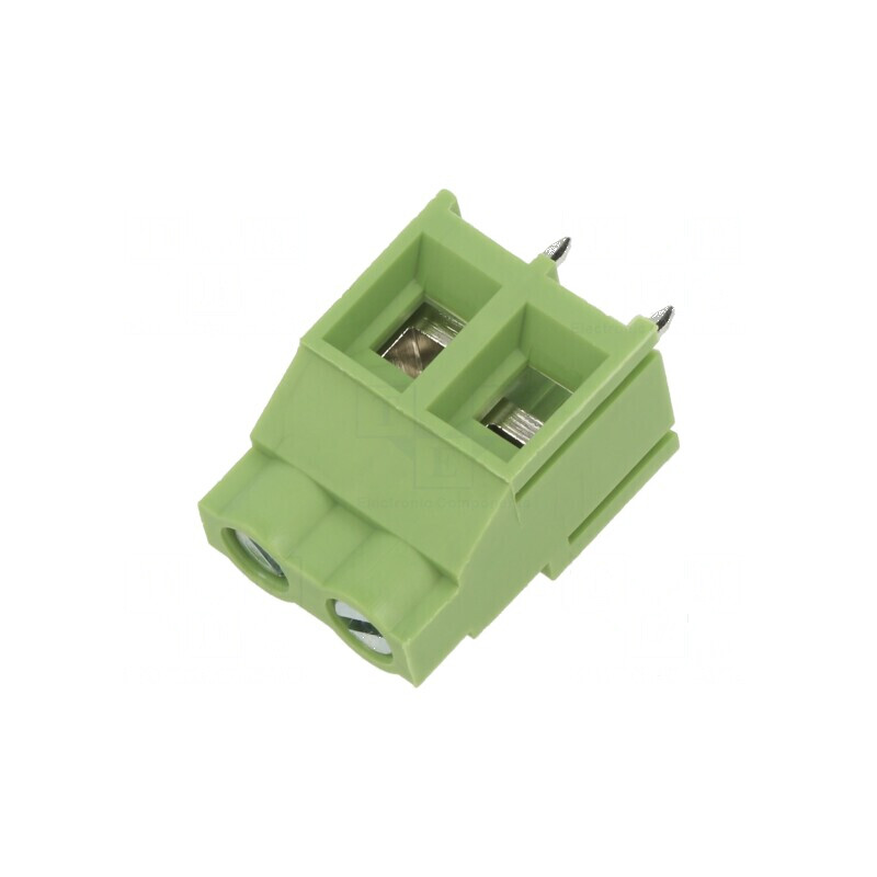 Regletă de conexiuni pentru PCB unghi 90° 7,62mm, 2 piste | Electronic-mag.ro | Componente Electronice