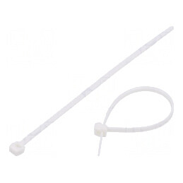 Colier de strângere poliamidă albă L: 100mm W: 2,5mm 80N | Electronic-mag.ro | Componente Electronice