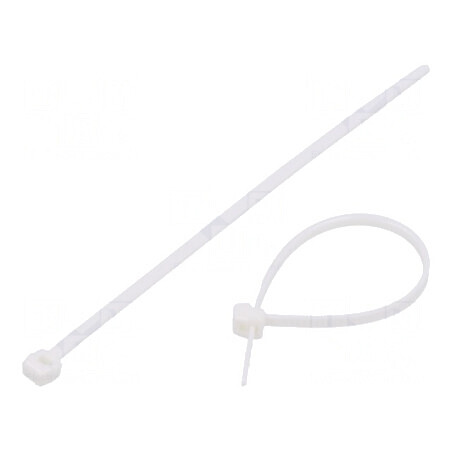 Colier de strângere poliamidă albă L: 100mm W: 2,5mm 80N | Electronic-mag.ro | Componente Electronice