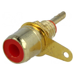 Conector RCA soclu mamă aurit pentru montare pe panou 6mm - accesorii audio | Electronic-mag.ro | Componente Electronice