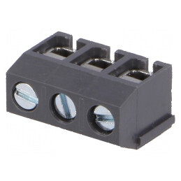 Regletă de conexiuni pentru PCB în unghi de 90° cu 3 piste de 1,5mm², 5mm | Electronic-mag.ro | Componente Electronice