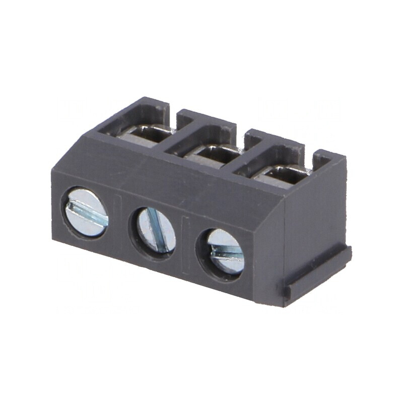 Regletă de conexiuni pentru PCB în unghi de 90° cu 3 piste de 1,5mm², 5mm | Electronic-mag.ro | Componente Electronice Regletă de conexiuni pentru PCB în unghi de 90° cu 3 piste de 1,5mm², 5mm | Electronic-mag.ro | Componente Electronice