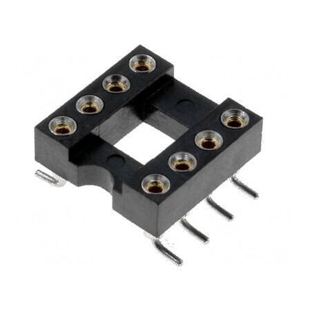 Soclu pentru circuite integrate DIP8 cu raster de 2,54mm - Precizie SMT | Electronic-mag.ro | Componente Electronice