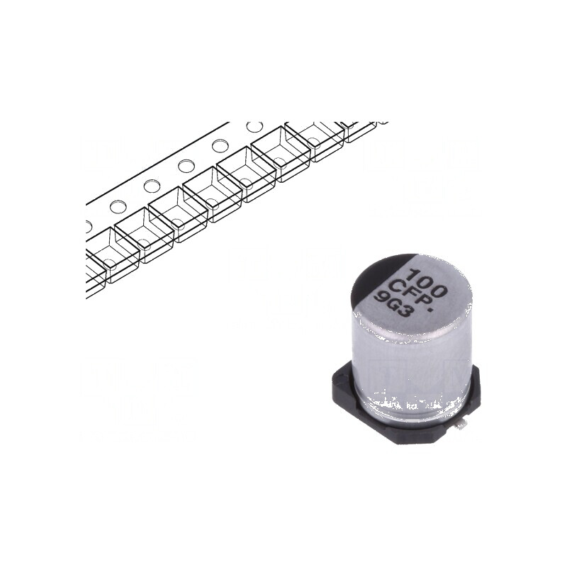 Condensator electrolitic low ESR SMD 100uF 16VDC 6,3x7,7mm - Componentă electronică pentru circuite | Electronic-mag.ro | Componente Electronice Condensator electrolitic low ESR SMD 100uF 16VDC 6,3x7,7mm - Componentă electronică pentru circuite | Electronic-mag.ro | Componente Electronice