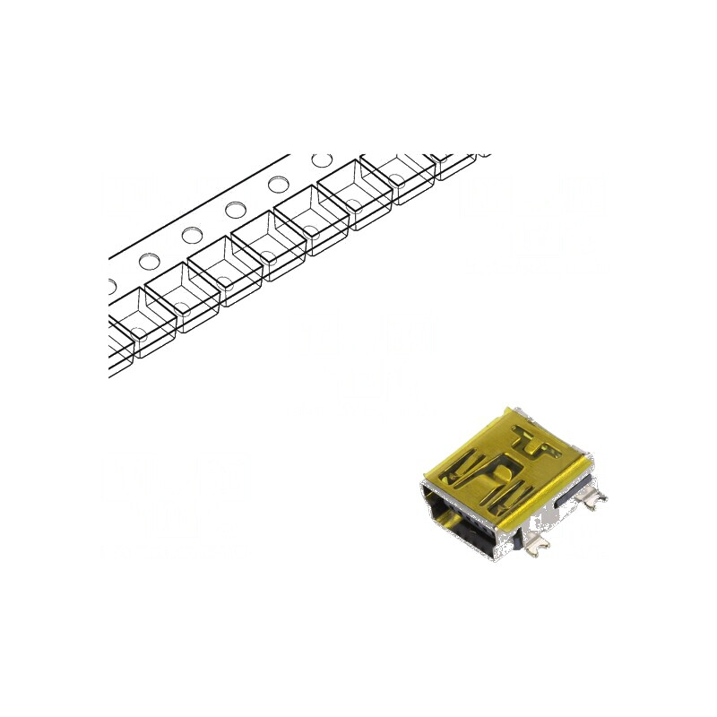 Conector USB B Mini Soclu SMT PIN 5 Orizontale, Pachet 750 Bucăți | Electronic-mag.ro | Componente Electronice