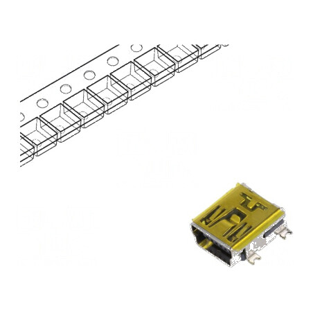 Conector USB B Mini Soclu SMT PIN 5 Orizontale, Pachet 750 Bucăți | Electronic-mag.ro | Componente Electronice
