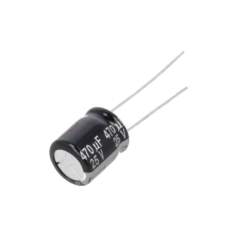Condensator electrolitic THT 470uF 25VDC Ø10x12,5mm ±20% pentru circuite electrice | Electronic-mag.ro | Componente Electronice