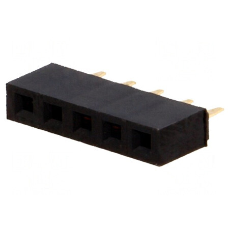 Conector şiruri pini soclu mamă PIN 5 drept 2,54mm THT 1x5 | Electronic-mag.ro | Componente Electronice