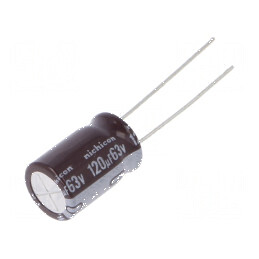 Condensator electrolitic low ESR THT 120uF 63VDC Ø10x17,5mm pentru aplicații electronice | Electronic-mag.ro | Componente Electronice