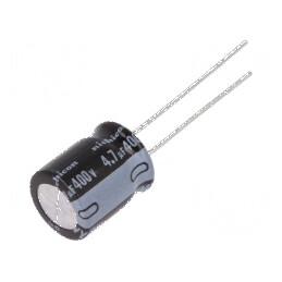 Condensator electrolitic THT 4,7uF 400VDC Ø10x12,5mm ±20% pentru circuite electrice | Electronic-mag.ro | Componente Electronice