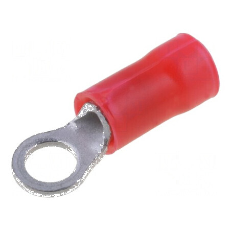 Vârf inelar M3,5 Ø 3,68mm pentru cablu roşu, crimpat 0,3-1,42mm² | Electronic-mag.ro | Componente Electronice