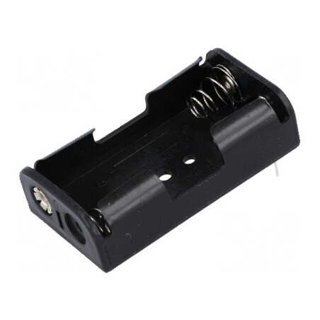 Suport baterii AA R6 pentru PCB - 2 sloturi, negru | Electronic-mag.ro | Componente Electronice