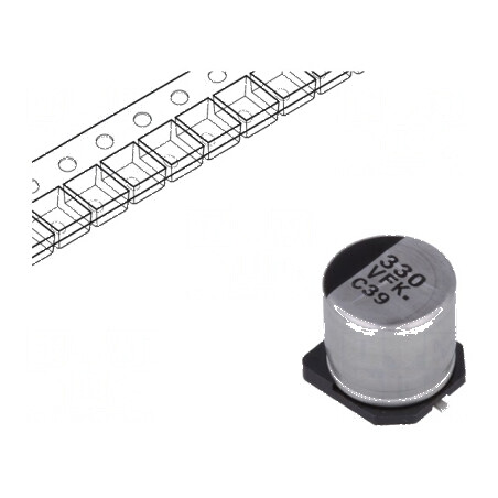Condensator electrolitic low ESR SMD 330uF 35VDC Ø10x10,2mm pentru aplicații electronice | Electronic-mag.ro | Componente Electronice