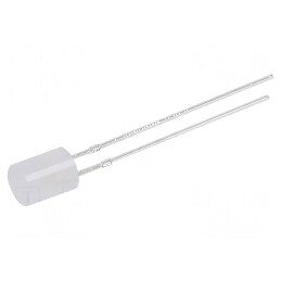 LED 5mm albă cu intensitate 750÷1120mcd și unghi de deschidere de 140° - Parte frontală plată, Nr. term: 2 | Electronic-mag.ro | Componente Electronice