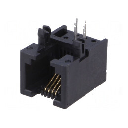 Conector RJ11 soclu PIN 4 Cat 3 neecranați aurit pentru PCB - Componentă electronică | Electronic-mag.ro | Componente Electronice