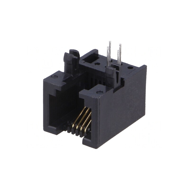 Conector RJ11 soclu PIN 4 Cat 3 neecranați aurit pentru PCB - Componentă electronică | Electronic-mag.ro | Componente Electronice