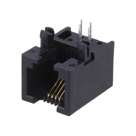 Conector RJ11 soclu PIN 4 Cat 3 neecranați aurit pentru PCB - Componentă electronică | Electronic-mag.ro | Componente Electronice