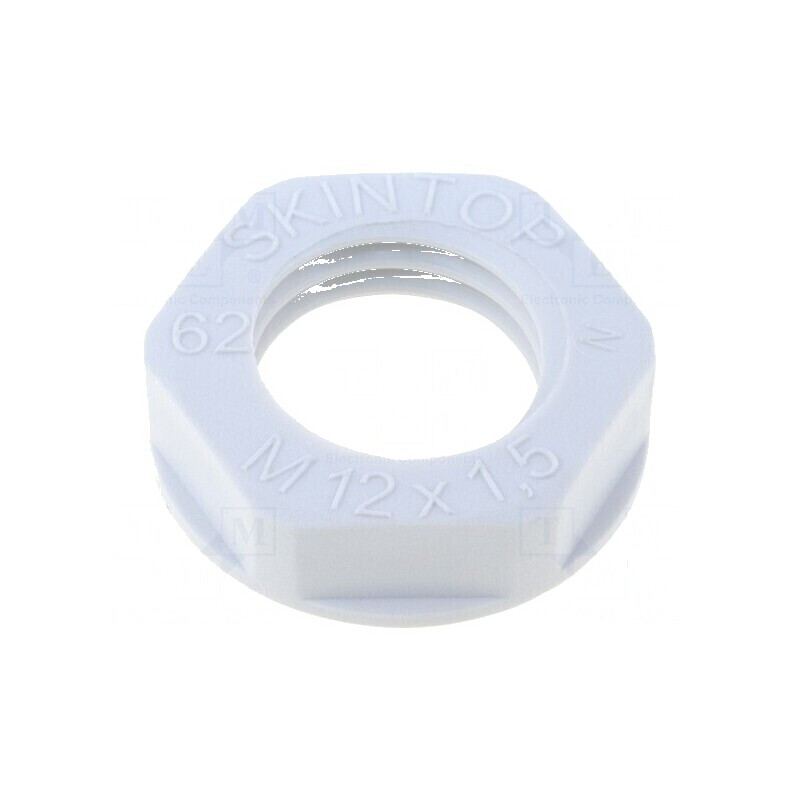 Piuliţă M12 poliamidă UL94V-0 gri, 17mm, fără halogen, Pas: 1,5 | Electronic-mag.ro | Componente Electronice