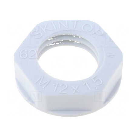 Piuliţă M12 poliamidă UL94V-0 gri, 17mm, fără halogen, Pas: 1,5 | Electronic-mag.ro | Componente Electronice