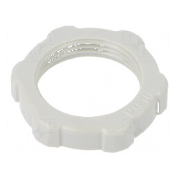 Piuliță PG16 din polistiren, grosime 6mm, cheie 30mm, gri deschis | Electronic-mag.ro | Componente Electronice