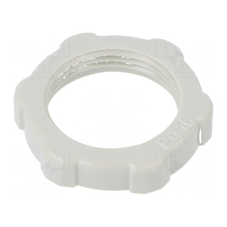 Piuliță PG16 din polistiren, grosime 6mm, cheie 30mm, gri deschis | Electronic-mag.ro | Componente Electronice