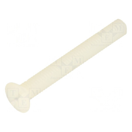 Şurub M6x50 cu cap îngropat crestat 1,8mm din poliamidă naturală | Electronic-mag.ro | Componente Electronice