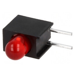 LED roșu 3,4mm în carcasă, 1 diodă, 20mA, 60°, 2÷2,5V | Electronic-mag.ro | Componente Electronice