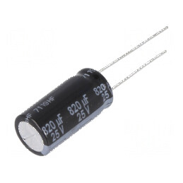 Condensator electrolitic low ESR THT 820uF 25VDC Ø10x20mm pentru circuite electrice | Electronic-mag.ro | Componente Electronice