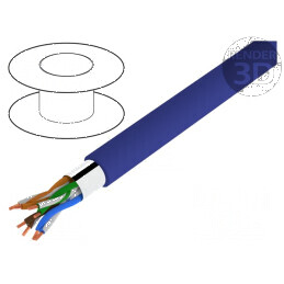 Cablu F/UTP 4x2x26AWG 5e litat CCA PVC albastru 100m pentru rețele de internet | Electronic-mag.ro | Componente Electronice